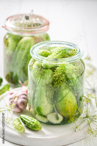 Preparation for fresh canned cucumber in the jar