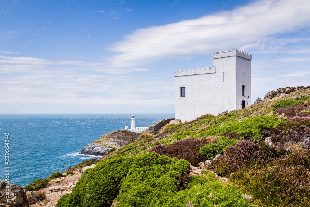 View on the historic South Stack lighthouse on Anglesey, Wales, United Kingdom