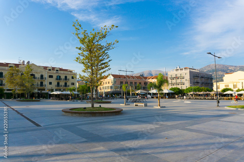 Photography Vallianou square, the central square of Argostoli city in Kefalonia ionian island in Greece