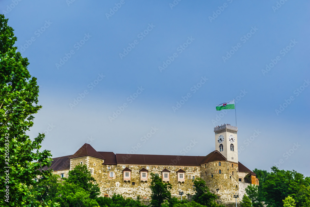 View on buildings of Ljubljanica castle - Slovenia