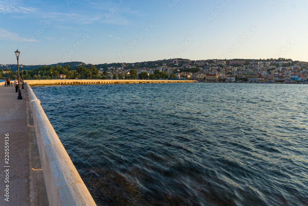 De Bosset bridge on lakeside in Argostoli, Kefalonia, Greece