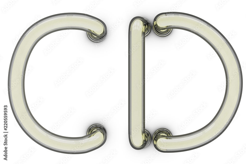 Neon tube letter on yellow background. 3D