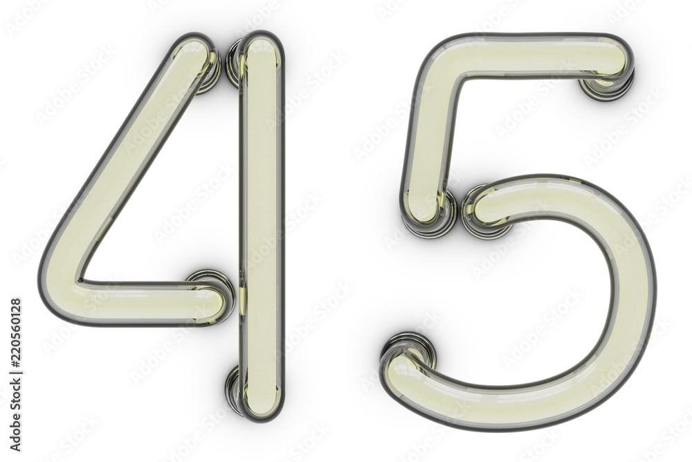 Neon tube number on yellow background. 3D Neon tube number on yellow background. 3D