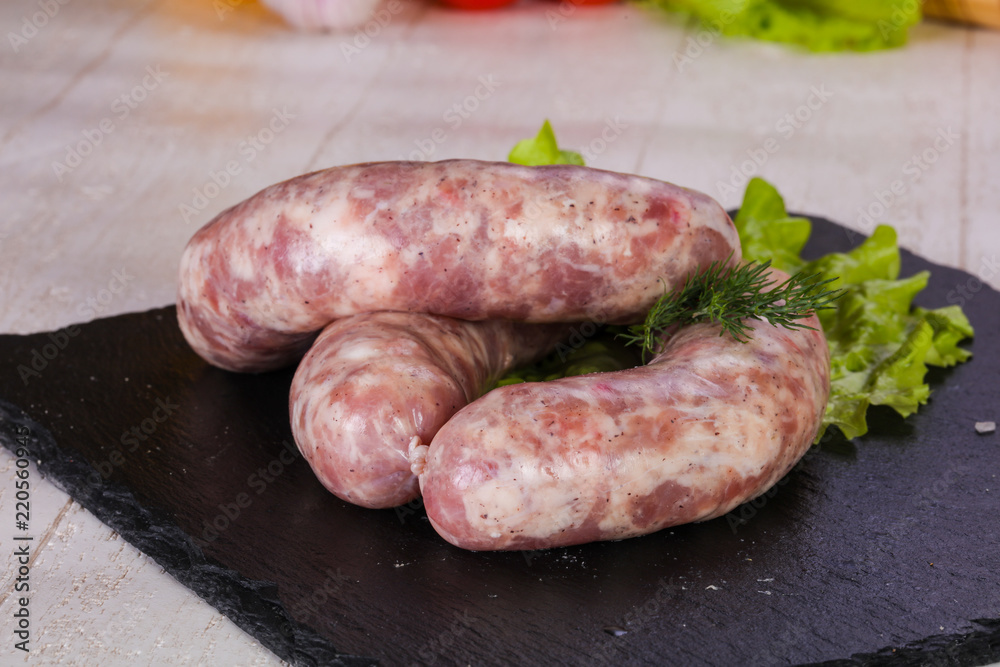 Raw pork sausages