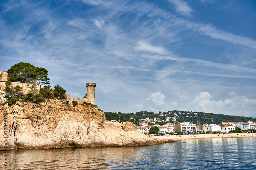 Landscape of Rocks on the coast of Tossa de Mar in a beautiful summer day, Costa Brava, Catalonia, Spain