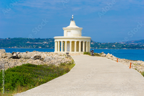 Lighthouse of saint theodore in Argostoli Kefalonia, Greece. One of the main attractions and landmarks located on the coastal road from Argostoli to Lassi. 