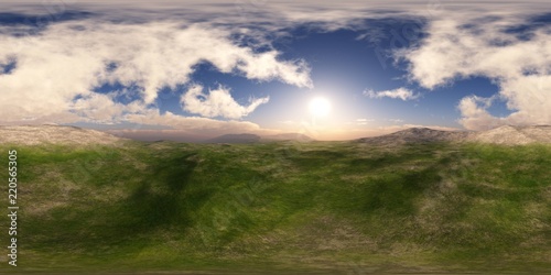 Panorama of the hills. Environment map. HDRI . equidistant projection. Spherical panorama. landscape.  