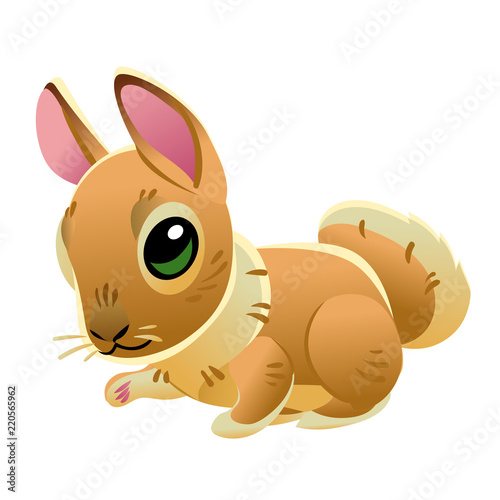 Cute rabbit isolated on white background. Vector illustration of cartoon brown hare. Mid Autumn Festival collection.