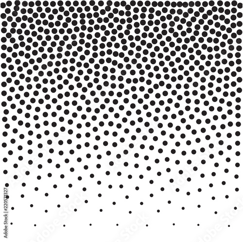 Halftone stippled dotted background. Stipple effect vector pattern. Chaotic circle dots isolated on the white background.