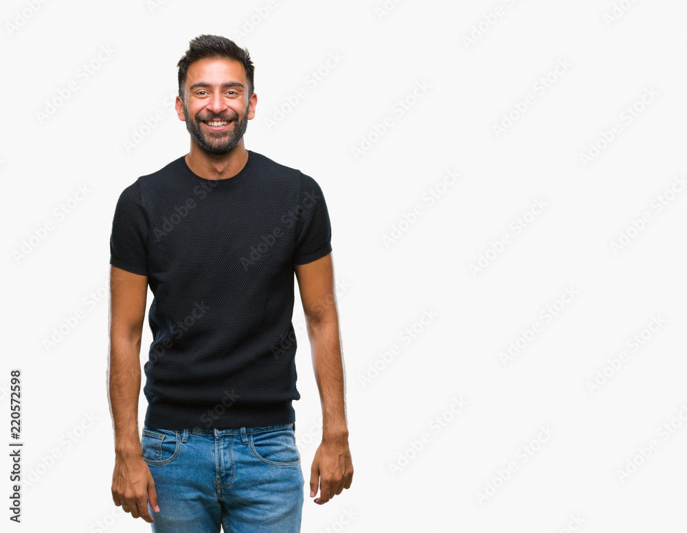 Adult hispanic man over isolated background with a happy and cool smile on face. Lucky person. Adult hispanic man over isolated background with a happy and cool smile on face. Lucky person.