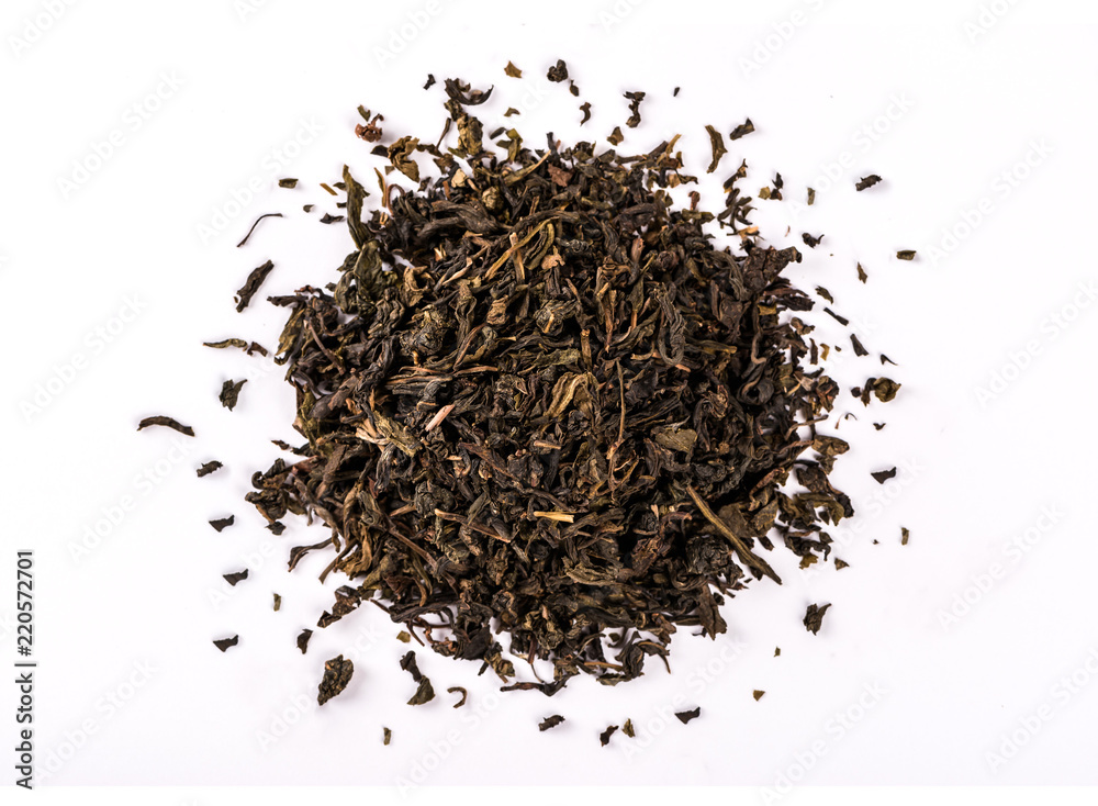 Dry tea leaves isolated on white background. Dry tea leaves isolated on white background.