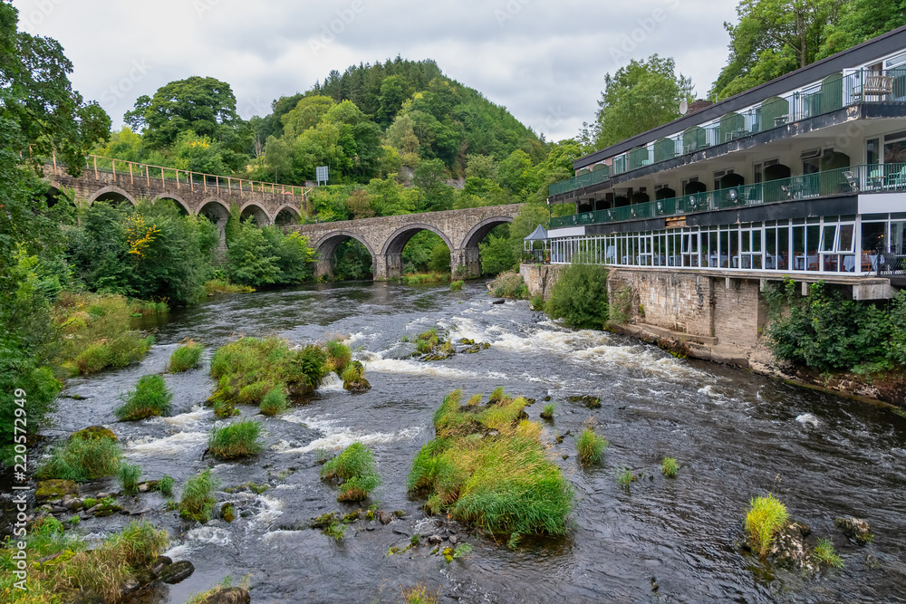 Scenic view of the river Dee at Llangollen in Wales Scenic view of the river Dee at Llangollen in Wales