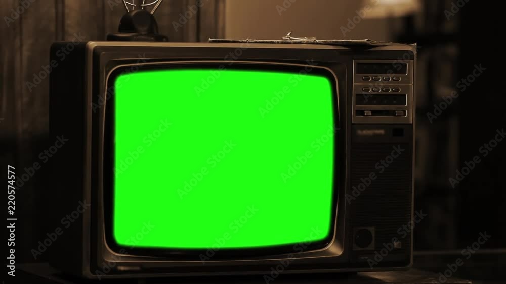 Old TV Green Screen. Sepia Tone. Zoom Out. You can replace green screen ...