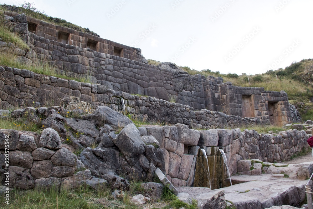 Ruin Spring in Tambomachay or Tampumachay, archaeological site associated with the inca empire, located near Cusco