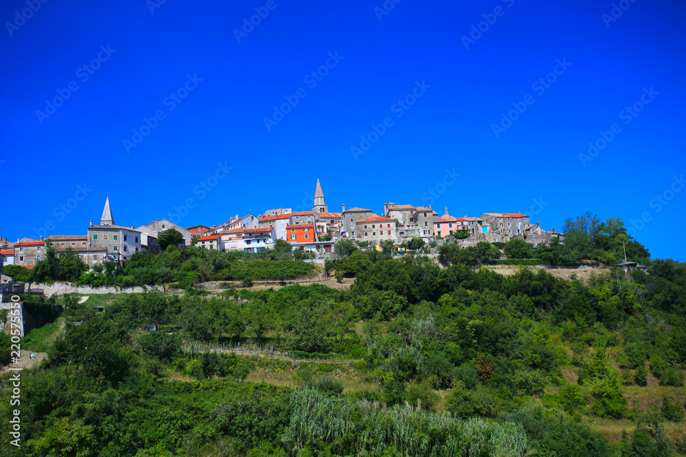 buje, idyllic old town on a hill in istria, croatia