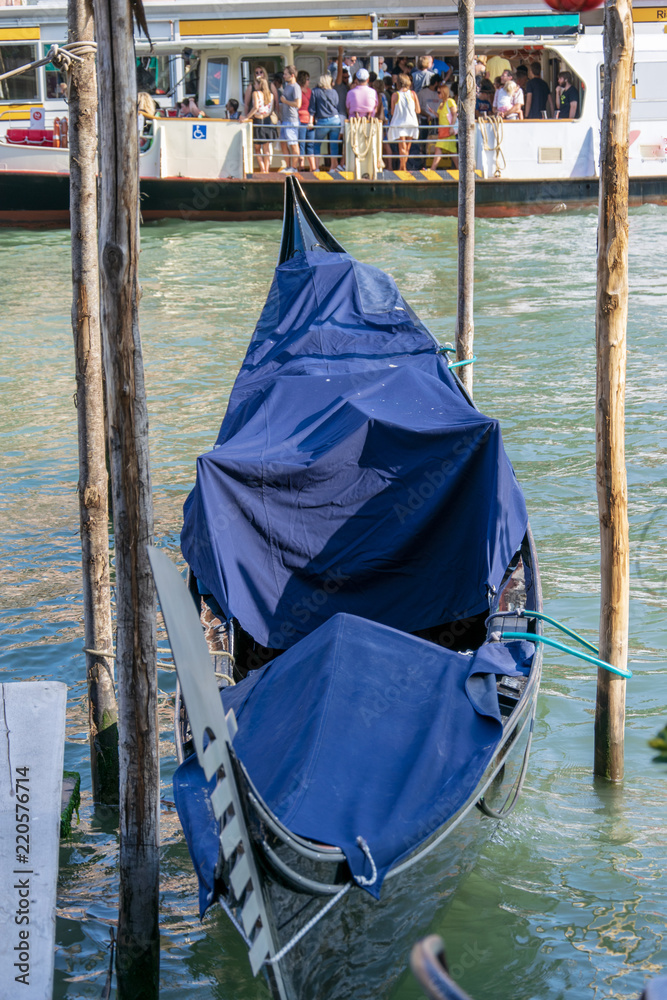 Fascinating docked gondola in Venice Italy 