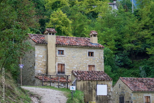 View of a pittoresc stone house in the province of Belluno italy 