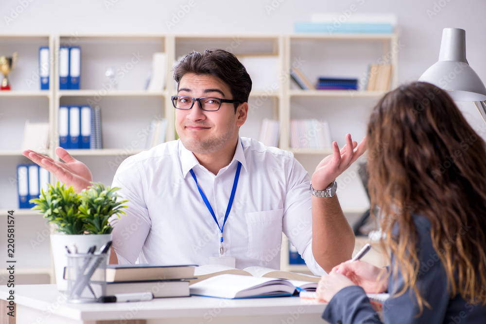 Fototapeta premium Asystent sprzedaży omawiający transakcję z klientem