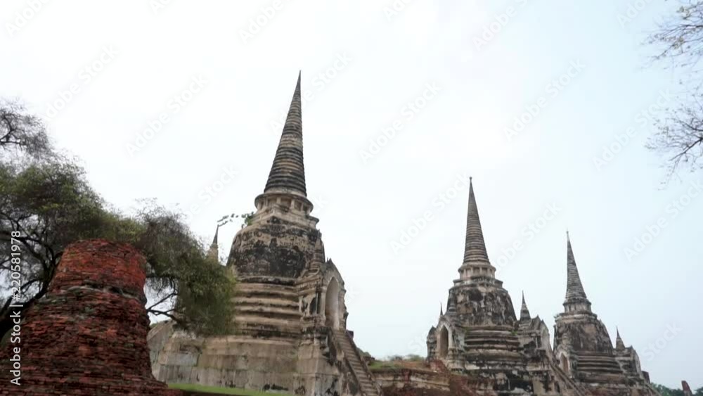 Three white perfect ancient stupas or pagodas built in Ayutthaya civilisation of siam country. Three white perfect ancient stupas or pagodas built in Ayutthaya civilisation of siam country.