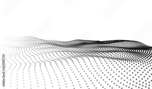 Wave 3d. Wave of particles.HUD element. Big data. Vector illustration.