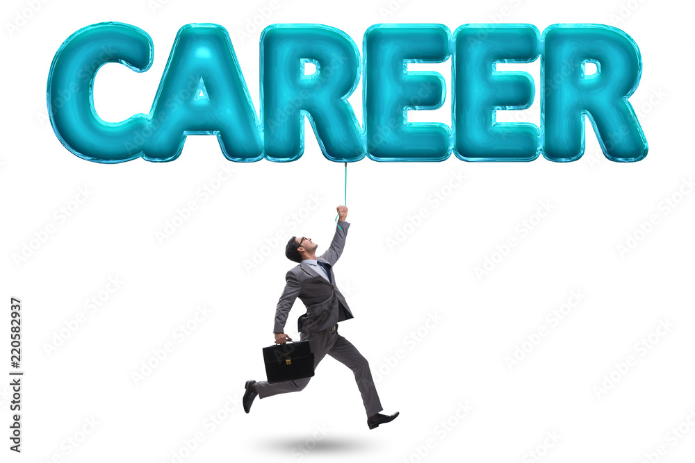 Businessman flying in career concept Businessman flying in career concept