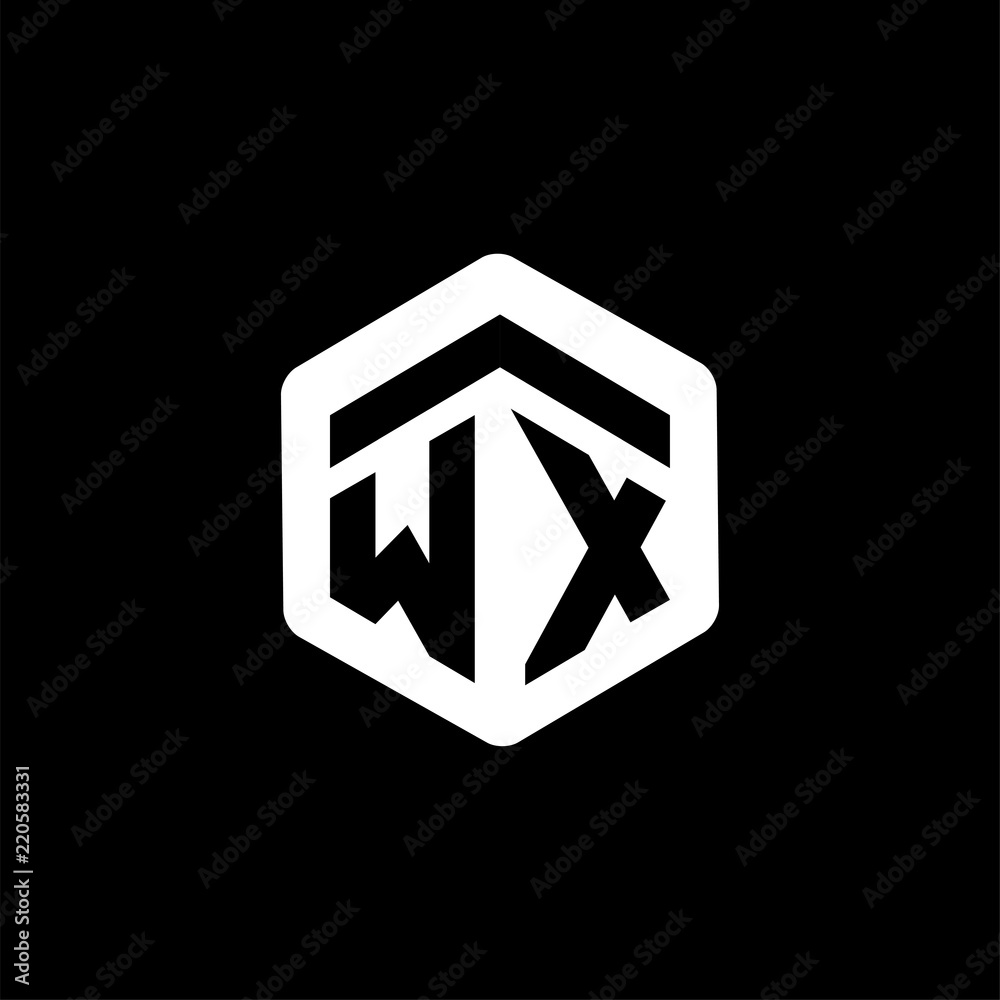 W X Initial letter hexagonal logo vector