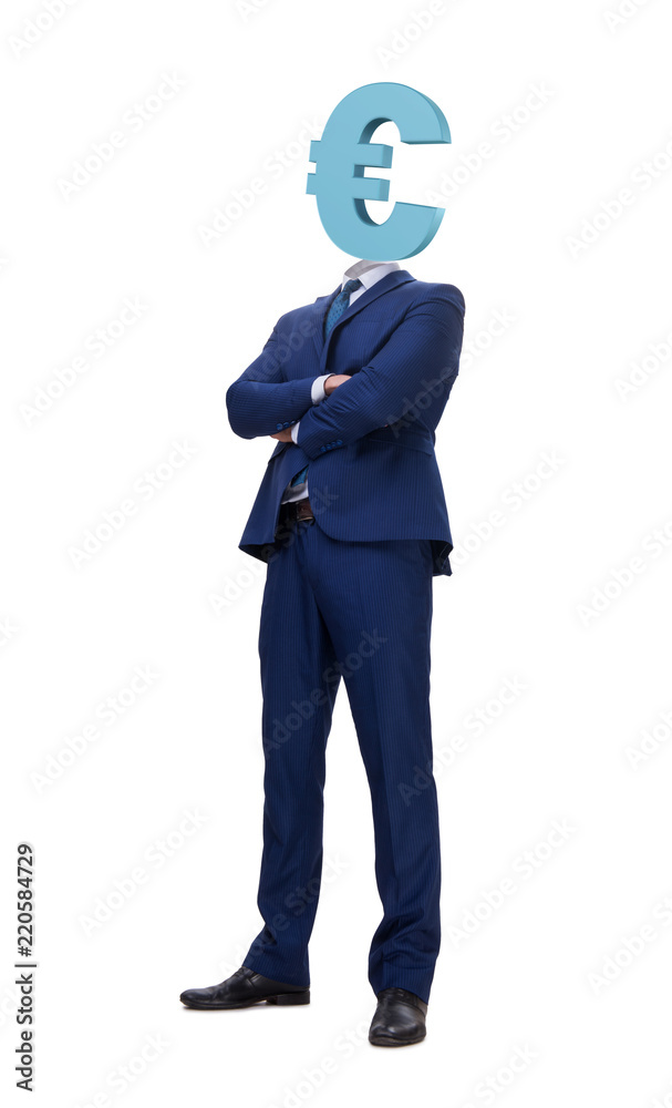 Businessman with euro sign instead of head Businessman with euro sign instead of head