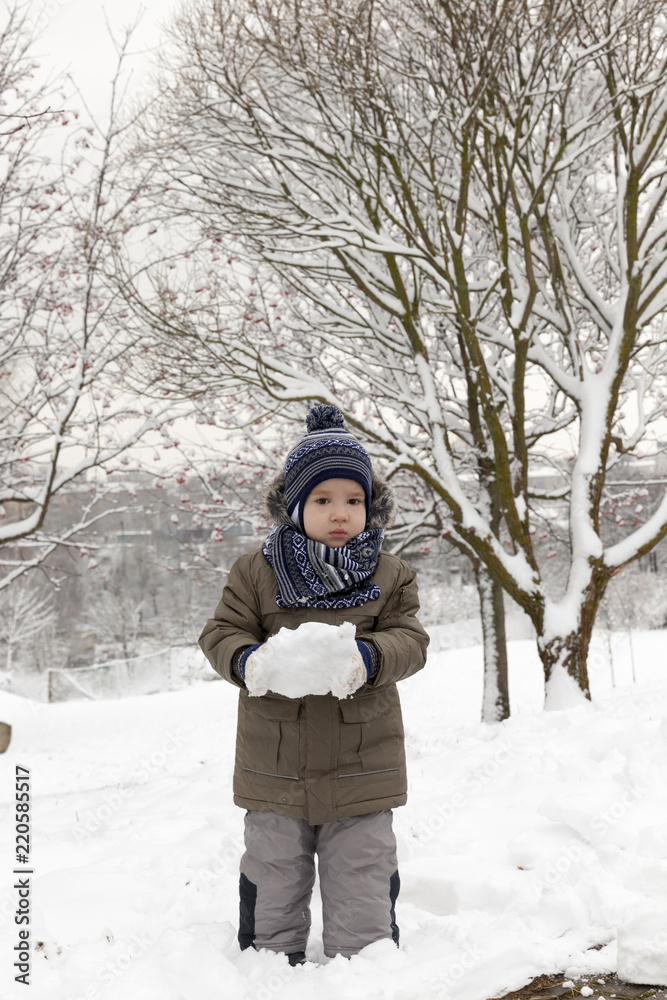 Boy in winter, close up