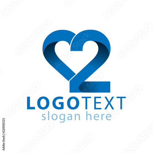 Love 2 number logo icon vector template photo