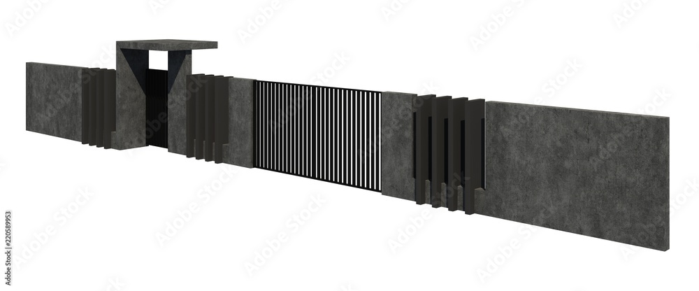 Modern Fence isolated on white background 3D illustration Modern Fence isolated on white background 3D illustration