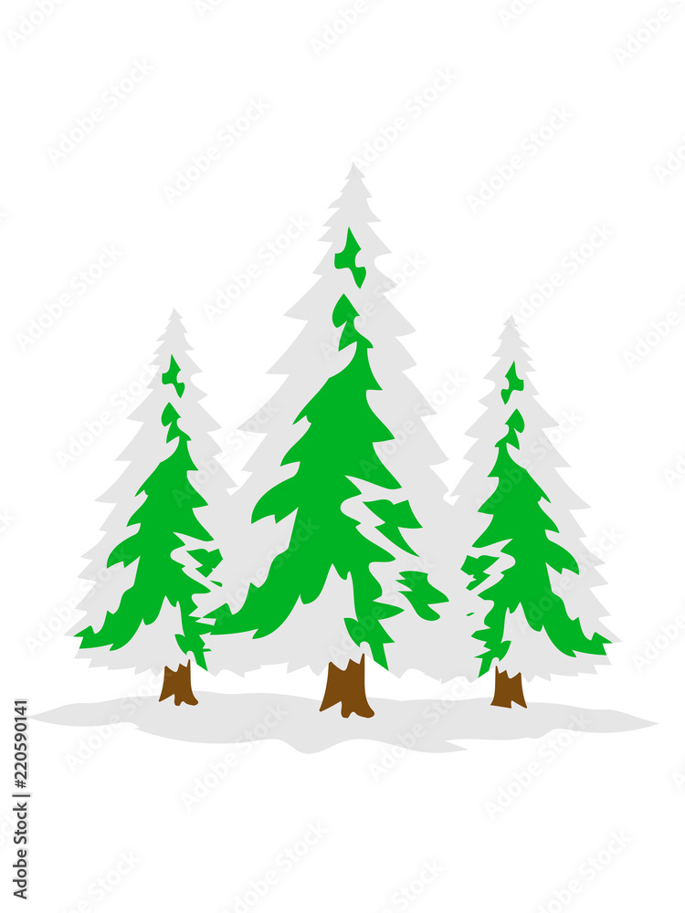 3 bäume weiß grün weihnachtsbaum weihnachten nikolaus winter geschenke tannenbaum nadelbaum baum kalt schnee schmuck clipart