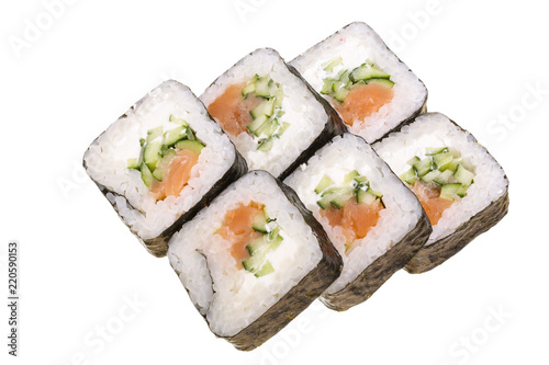 sushi roll isolated on white background without a shadow