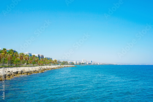 View to the long sea embankment in the Limassol city in Cyprus. Popular tourist destination © Alex_Po