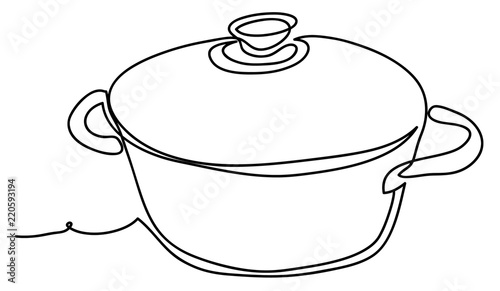 Pannikin Vector illustration isolated on white background. Continuous line drawing. Vector monochrome, drawing by lines