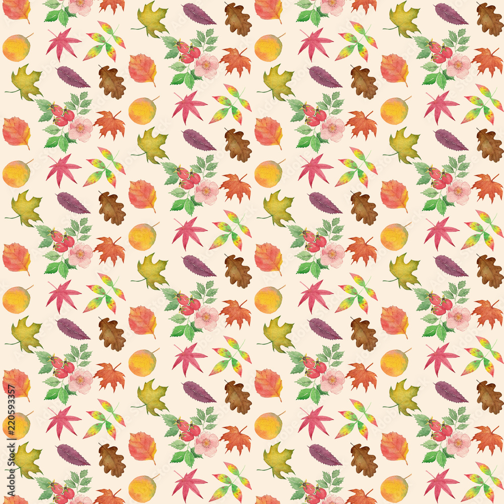 Watercolor Fall leaves pattern Watercolor Fall leaves pattern