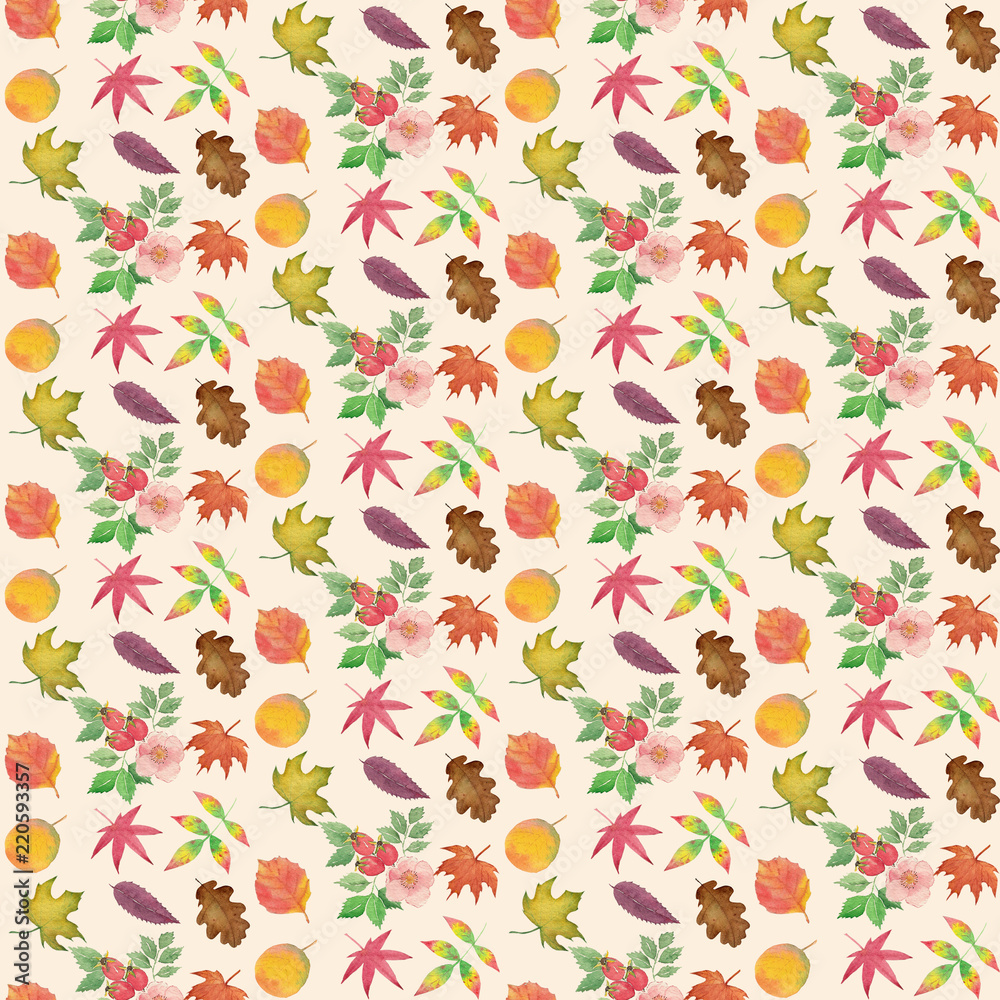 Watercolor Fall leaves pattern