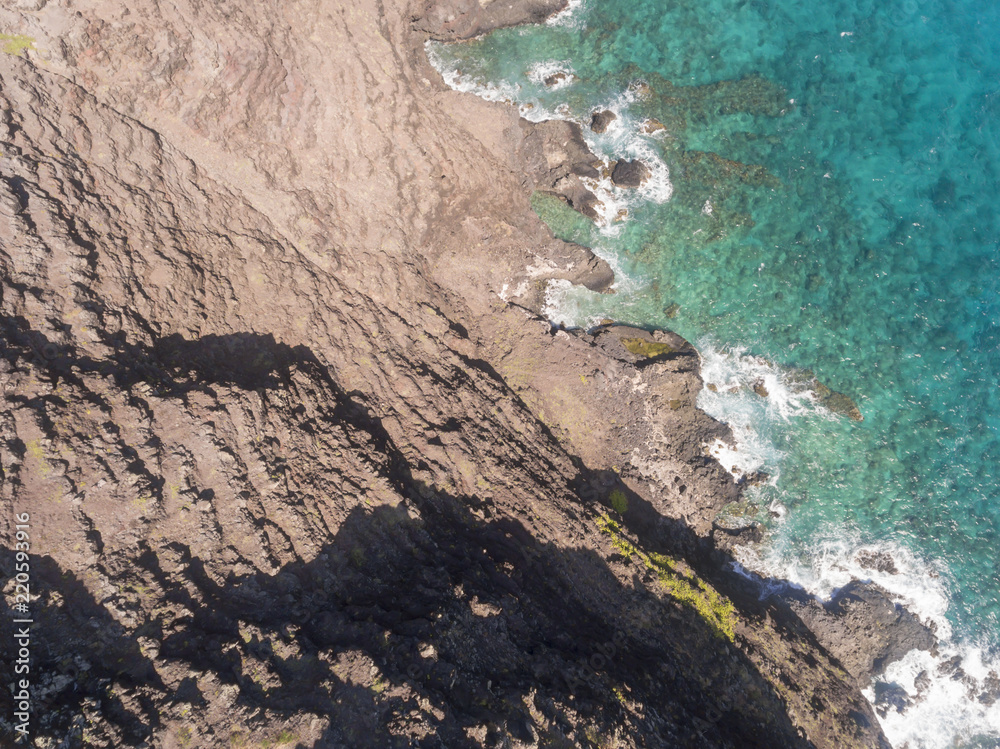 Aerial view of a rugged coastline