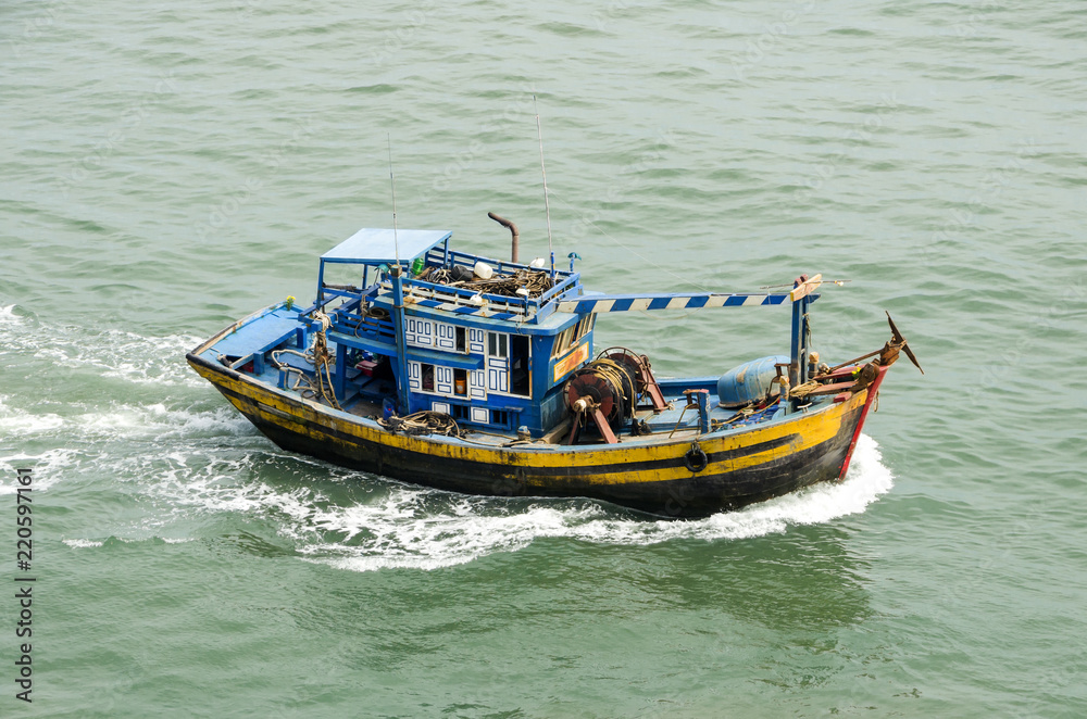 The Asian fishing boat in the high sea