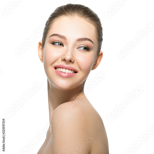 Young smiling woman with beautiful face.