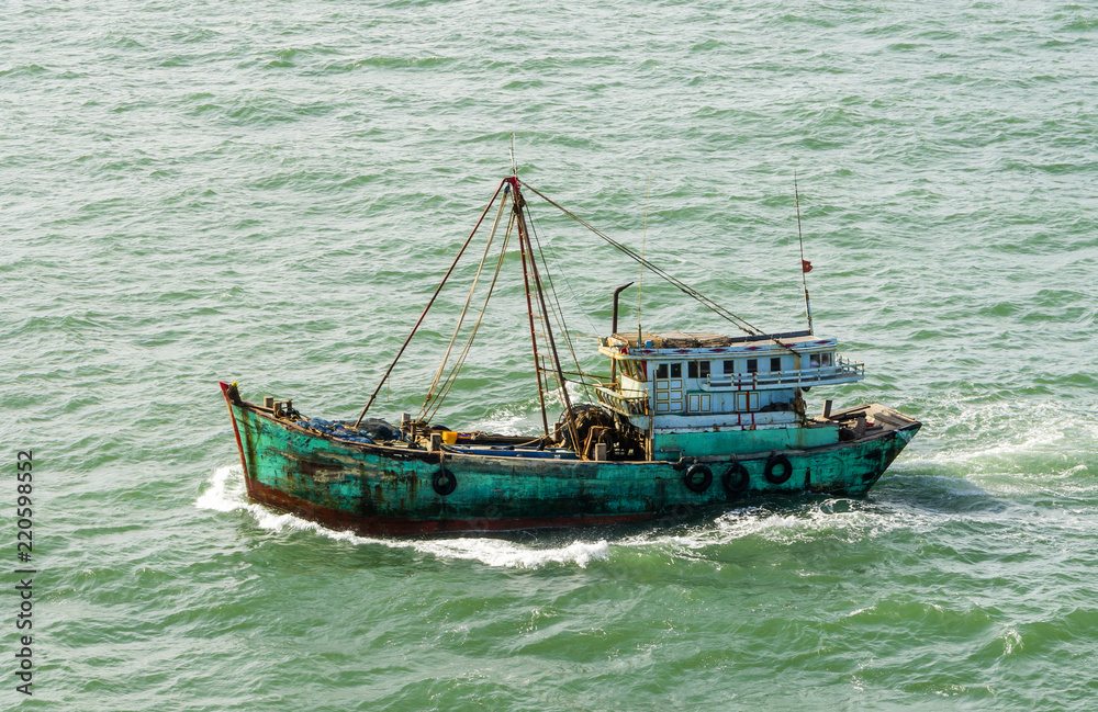 The Vietnamese fishing boat in the high sea