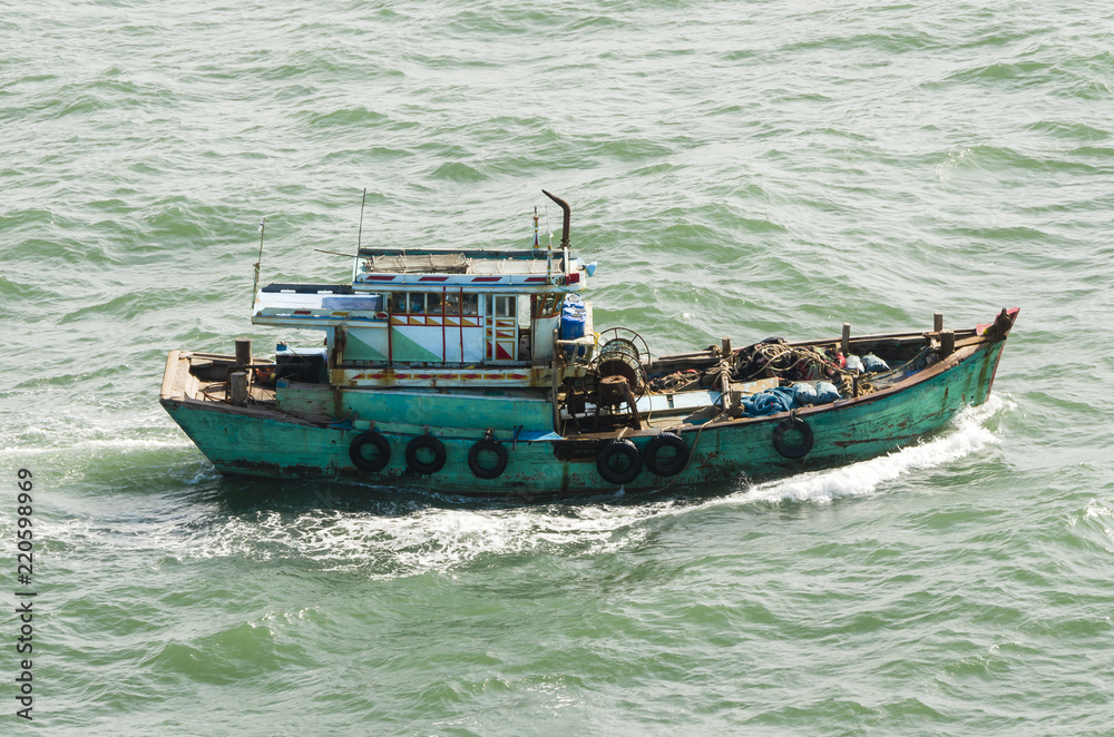 The Vietnamese fishing boat in the high sea