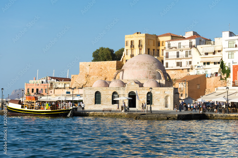 Mosque of the Janissaries on the waterfront of the city Bay of Chania