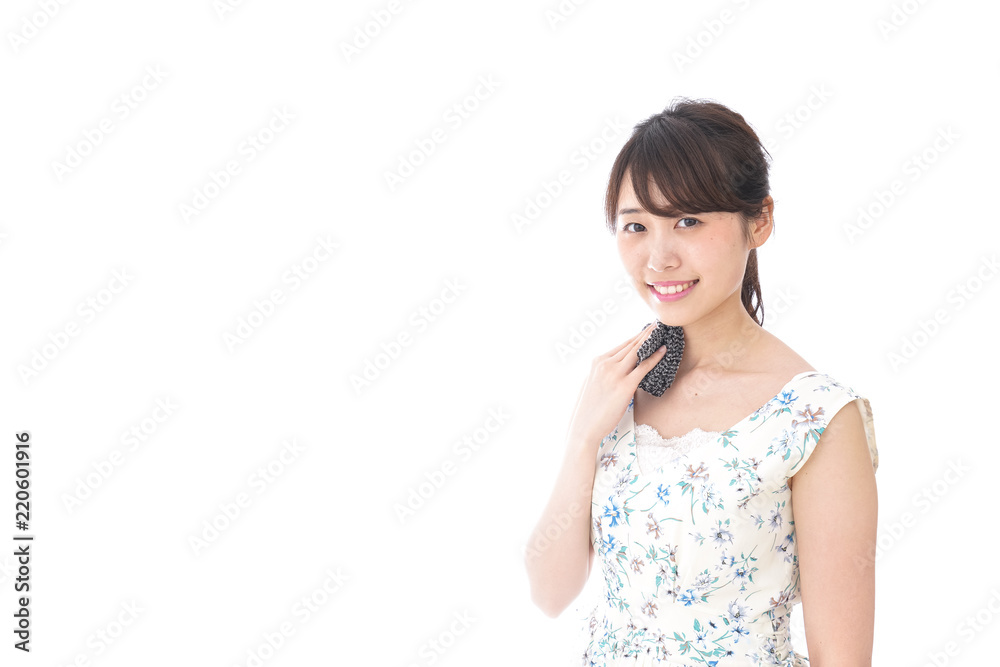 Young woman suffering from extreme heat Young woman suffering from extreme heat