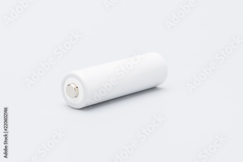 A battery isolated on white background. Mockup design with copy space.