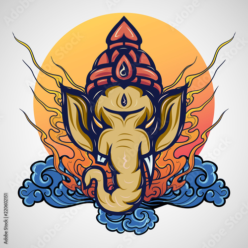 ganesha tattoo logo icon design, vector illustration