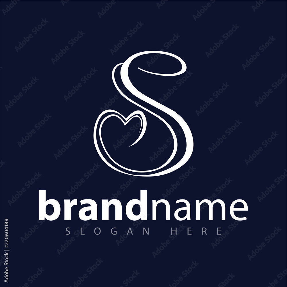 Fototapeta premium S letter love logo icon vector template