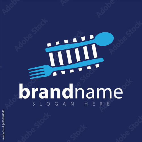rail with bolt and fork food logo icon vector