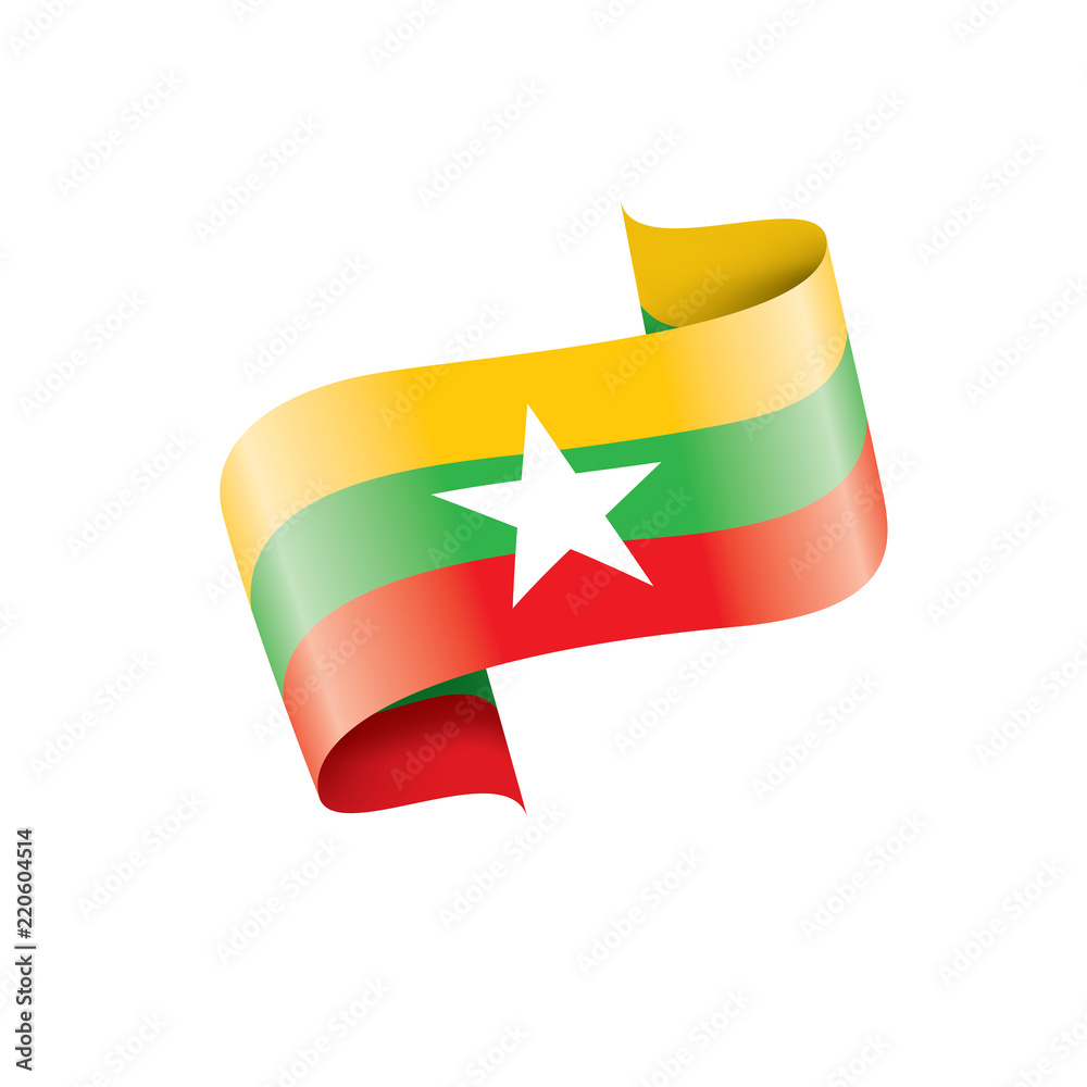 Myanmar flag, vector illustration on a white background Myanmar flag, vector illustration on a white background