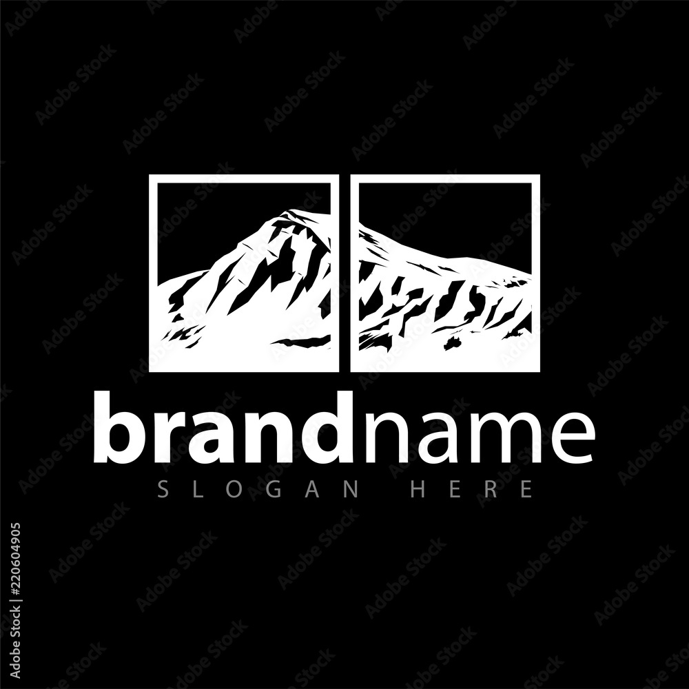 Mountain in square logo icon vector template