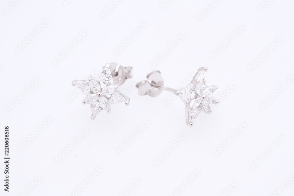 Fashion earring on white background